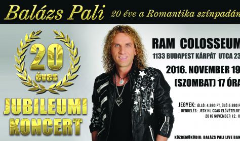 Balázs Pali koncert 2016-ban Budapesten a RAM Colosseumban - Jegyek itt!