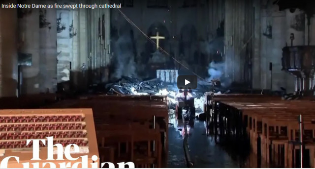Így néz ki belülről a Notre Dame a tűz után! Videó a tűz utáni állapotról!