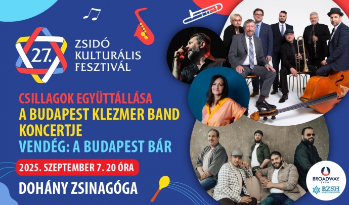 Budapest Bár és Budapest Klezmer Band koncert a Zsidó Kulturális Fesztiválon! Jegyek itt!