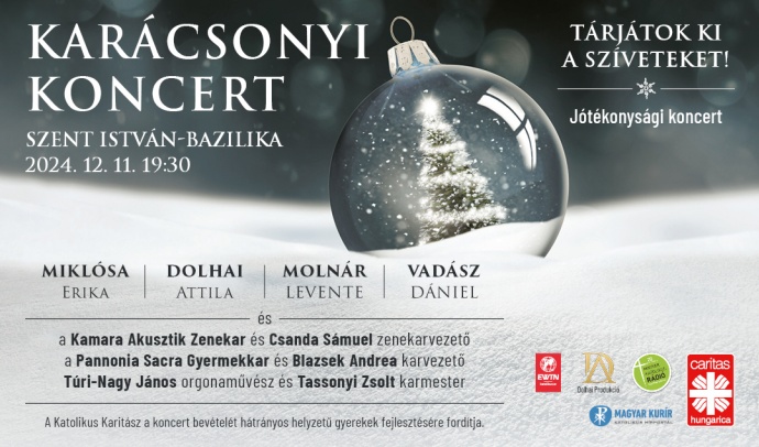 TÁRJÁTOK KI A SZÍVETEKET! - Karácsonyi jótékonysági koncert a Bazilikában - Jegyek itt!